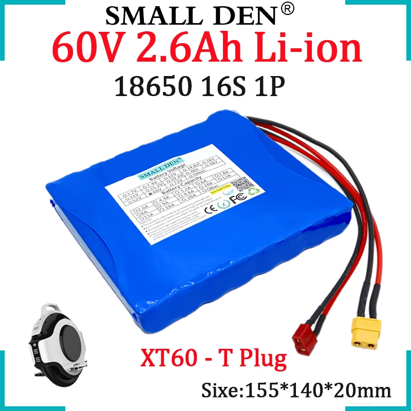 Новый литиевый перезаряжаемый аккумулятор 16S1P 60 в 18650 а/ч 2600 мА/ч Вт/ч для электронного велосипеда, электронных скутеров, балансировочные автомобильные литий-ионные аккумуляторы «сделай сам»