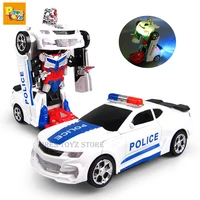 police deformation car station wagon car model electronic police robot car with light music early educational toys for baby gift