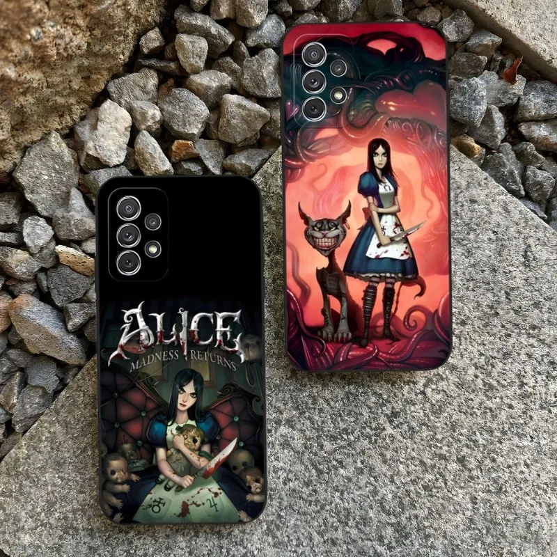 

Alice Madness Returns Phone Case For Sumsung S23 S22 S21 Plus Ultra A13 A23 A33 A53 A52 A51 A22 A30 A32 A50 Black Soft Cover