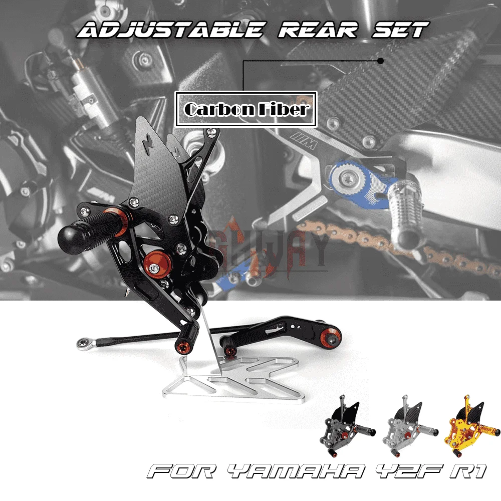 

Motorcycle Carbon Fiber & CNC Rear Set Footrest Pegs Rearset Accessories For SUZUKI GSXR 600 750 2006-2010