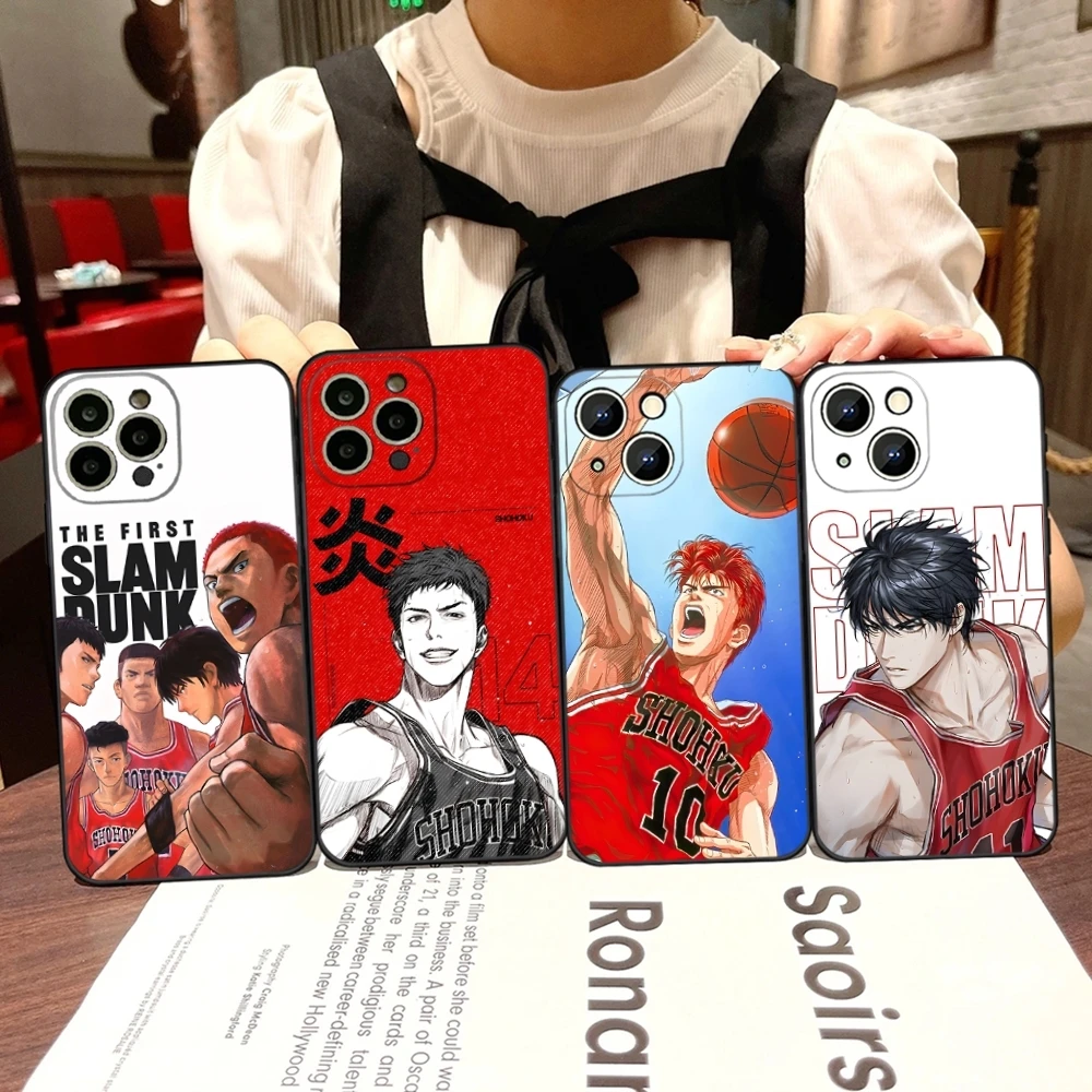 Фото Чехол для телефона с аниме-дизайном Slam-Dunk для iPhone 17 Air, 15 Pro Max, 14 Pro, 16 Plus, 12, 13, 11, XR, X, XS, 8, 7 Plus (задняя крышка) №1