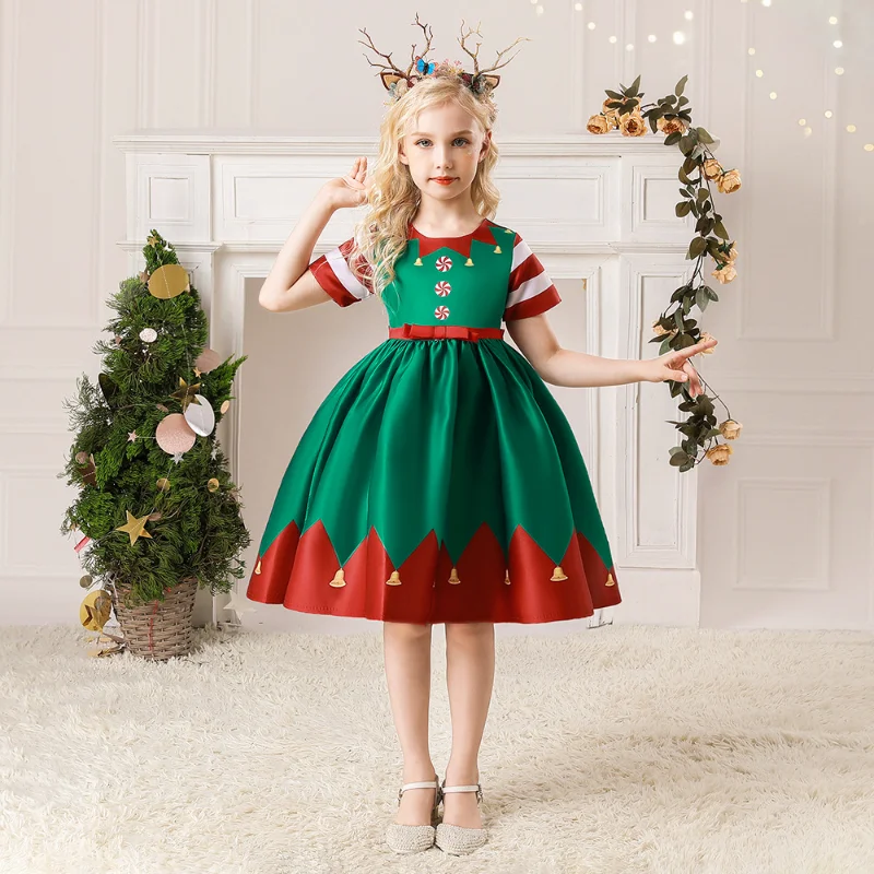 2022 Christmas New Princess Dress for Girls Europe and America Lovely Presents for Kids Cartoon Show Costumes Dance Ball Gown