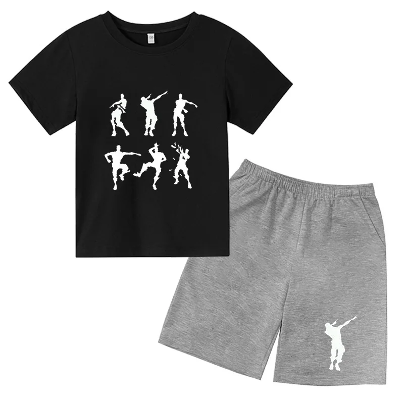 

Футболки, одежда, модная детская одежда для мальчиков и девочек, спортивный комплект из 2 предметов, простые шорты с принтом, Повседневная Св...