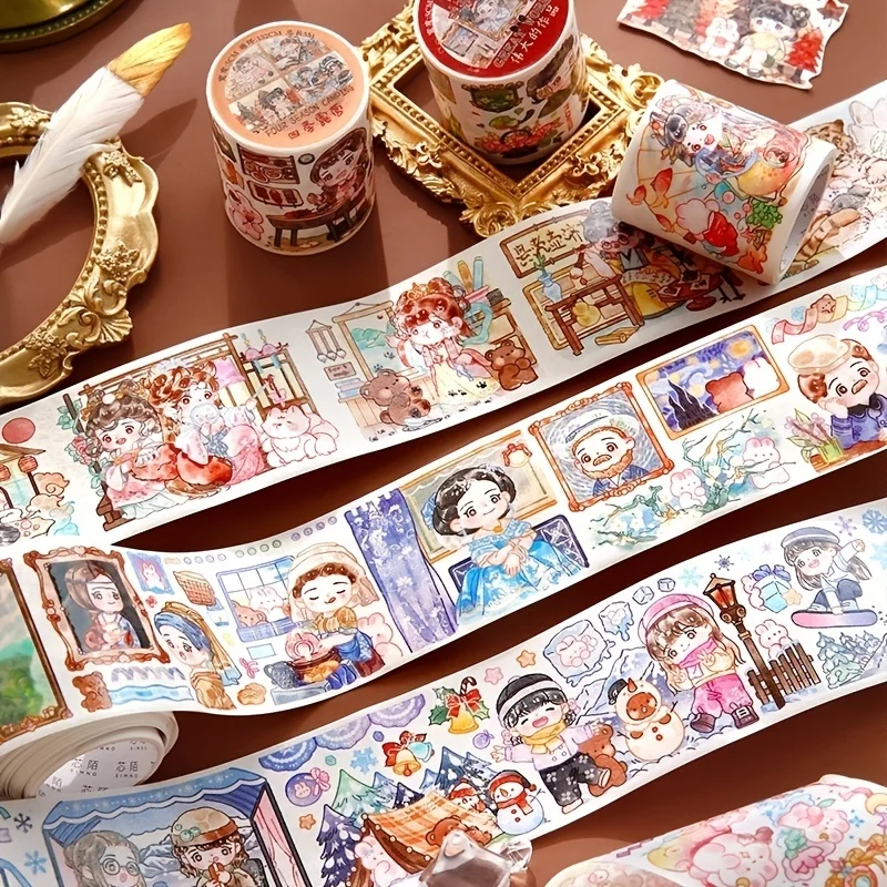 

1Roll Cartoon Cute Girl Heart Hand Account Adhesive Washi Tape