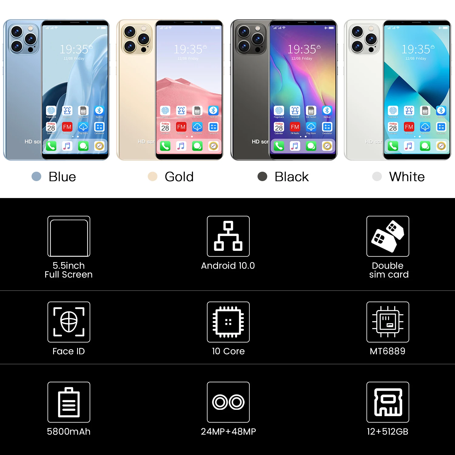 cheapest smartphone i13 pro max 5 5 inch hd full screen smartphone 12gb ram 512gb rom unlocked dual sim smart phone android free global shipping