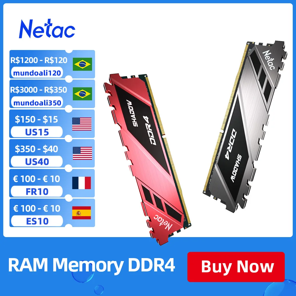 Netac RAM DDR4 8GB 16GB Memory DDR4 3200mhz 3600mhz 2666mhz Memoria Modules Ram Heat sink for Intel XMP2.0 AMD Motherboard PC