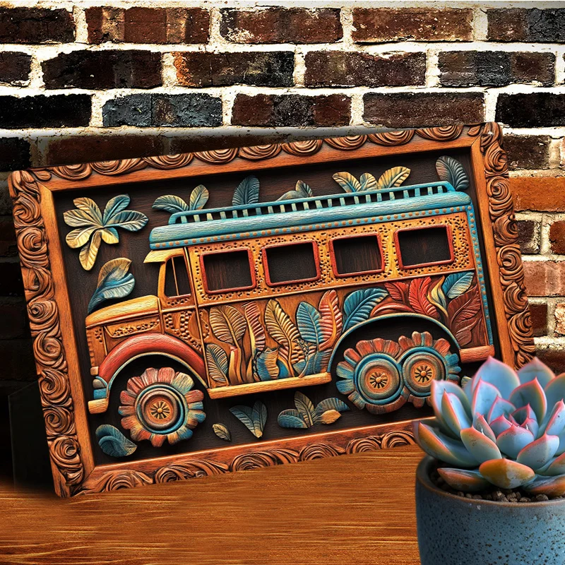 1 шт. алюминиевый настенный рисунок в винтажном дизайне автобуса