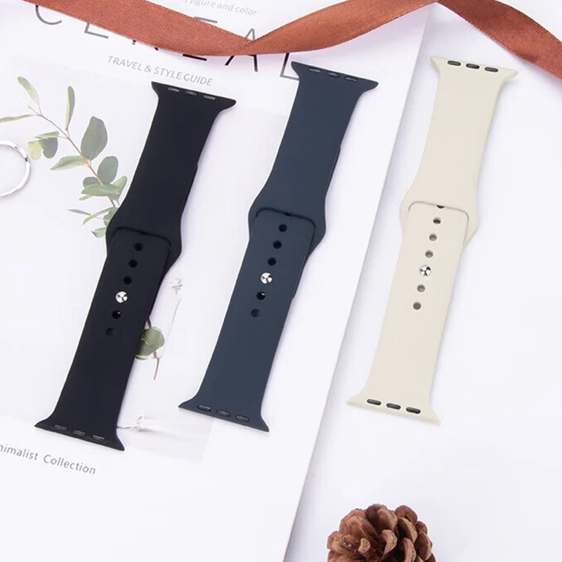 Silicone Strap For Apple Watch Band 44mm 40mm 45mm 41mm 49mm 42mm 38mm Sport bracelet iwatch Ultra series 7 se 3 4 5 6 8 band