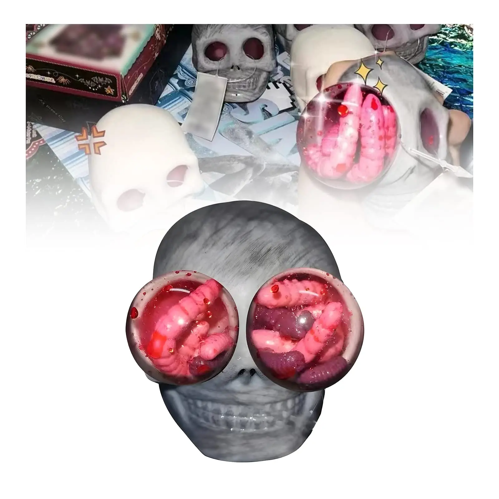 

Skull Monster Gothic Fidget Toy, Novelty Squeeze Balls, Horror Squishies Skull Stress Relief Toy Pump Prank Halloween Toys Gift