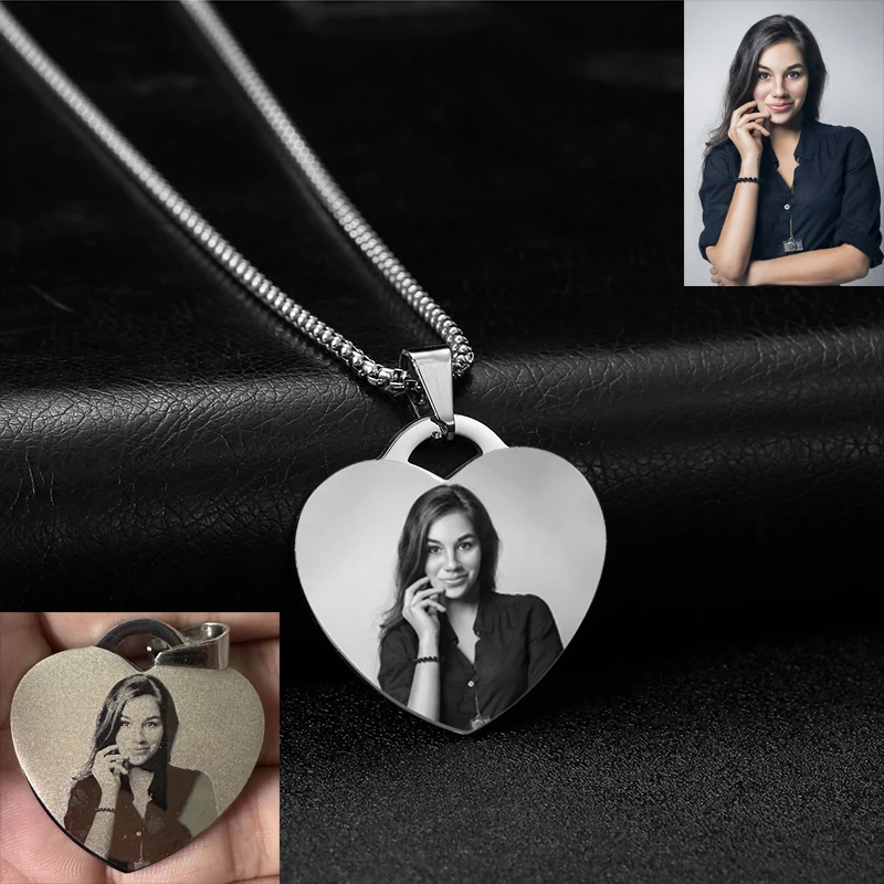 Ожерелье с подвеской в виде сердца из нержавеющей стали гравировкой на заказ