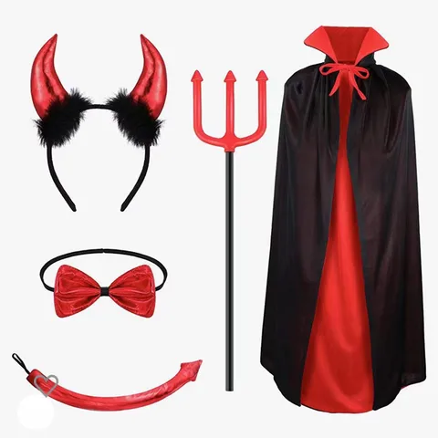 Костюм вампира унисекс, двусторонний костюм летучей мыши, костюм на Хэллоуин, ремень для волос в виде коровы, демона, праздничная вечеринка, реквизит для представлений