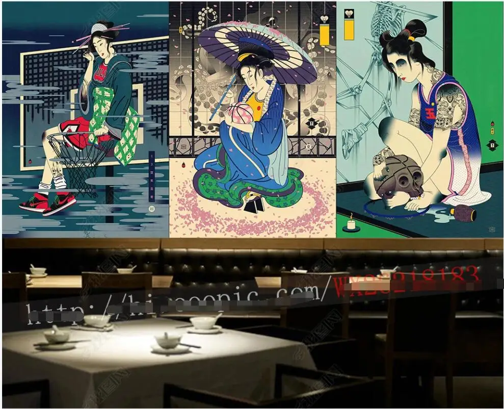 

Настенные обои на заказ для самых продаваемых стен японский укиё-э дамы ресторан кухня суши фото обои на стену