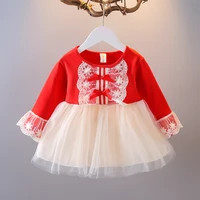 toddler girl clothes spring autumn kids mesh patchwork ball gown dress baby girls red long sleeve birthday party princess dress