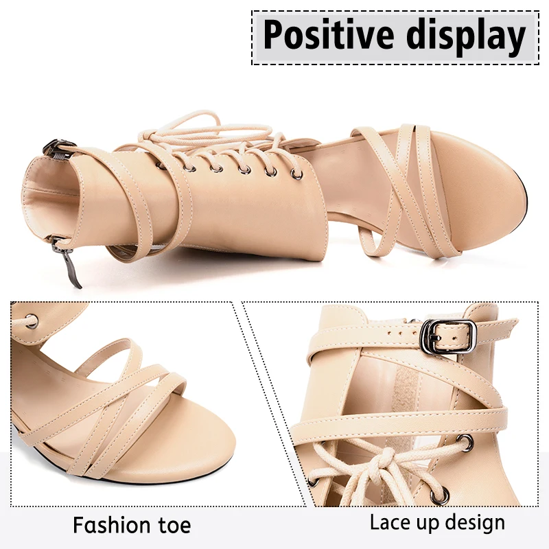 DKZSYIM Women Dance Shoes Latin Ballroom Outdoor Tango jazz Professional Dance Boots Matte leather Comfy Thin high heels Indoor