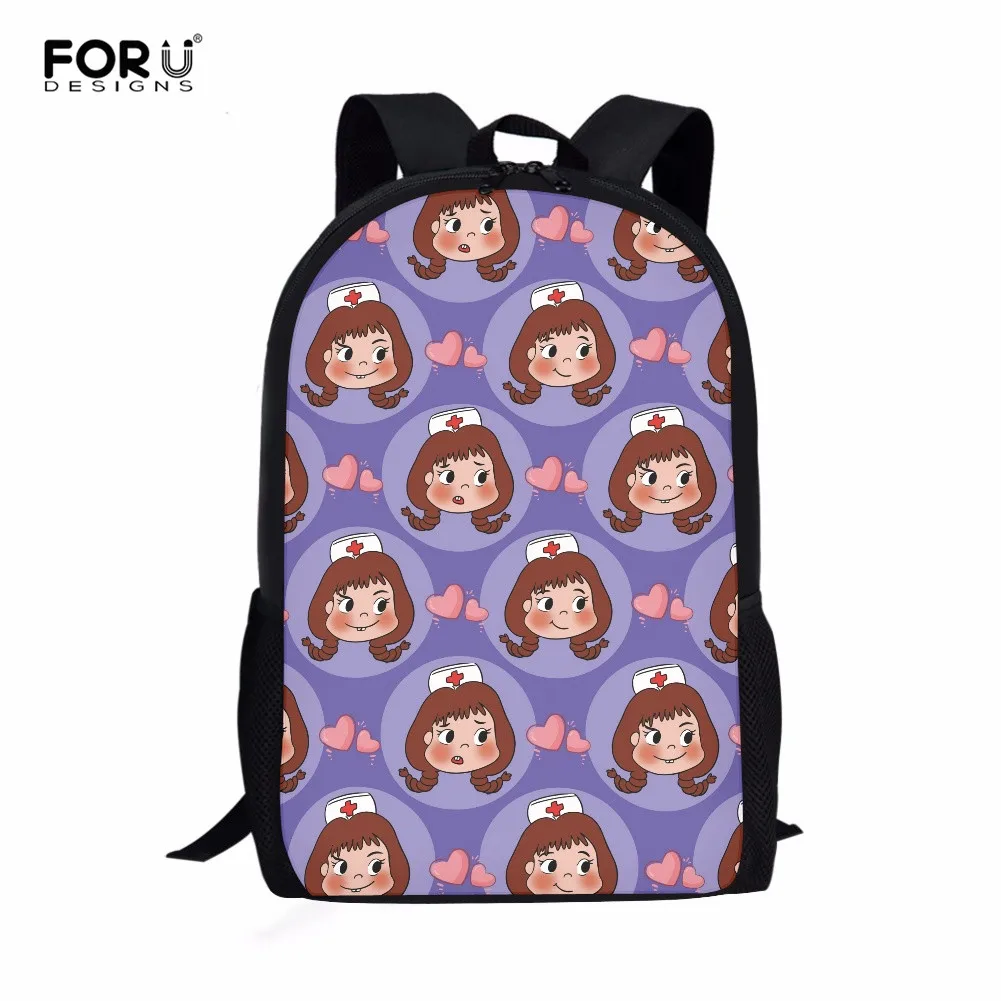 

FORUDESIGNS Teen Girls Lightweight School Backpack Cute Nurse Girl Design Fashion School Bag for Girls Student's Laptop Backpack