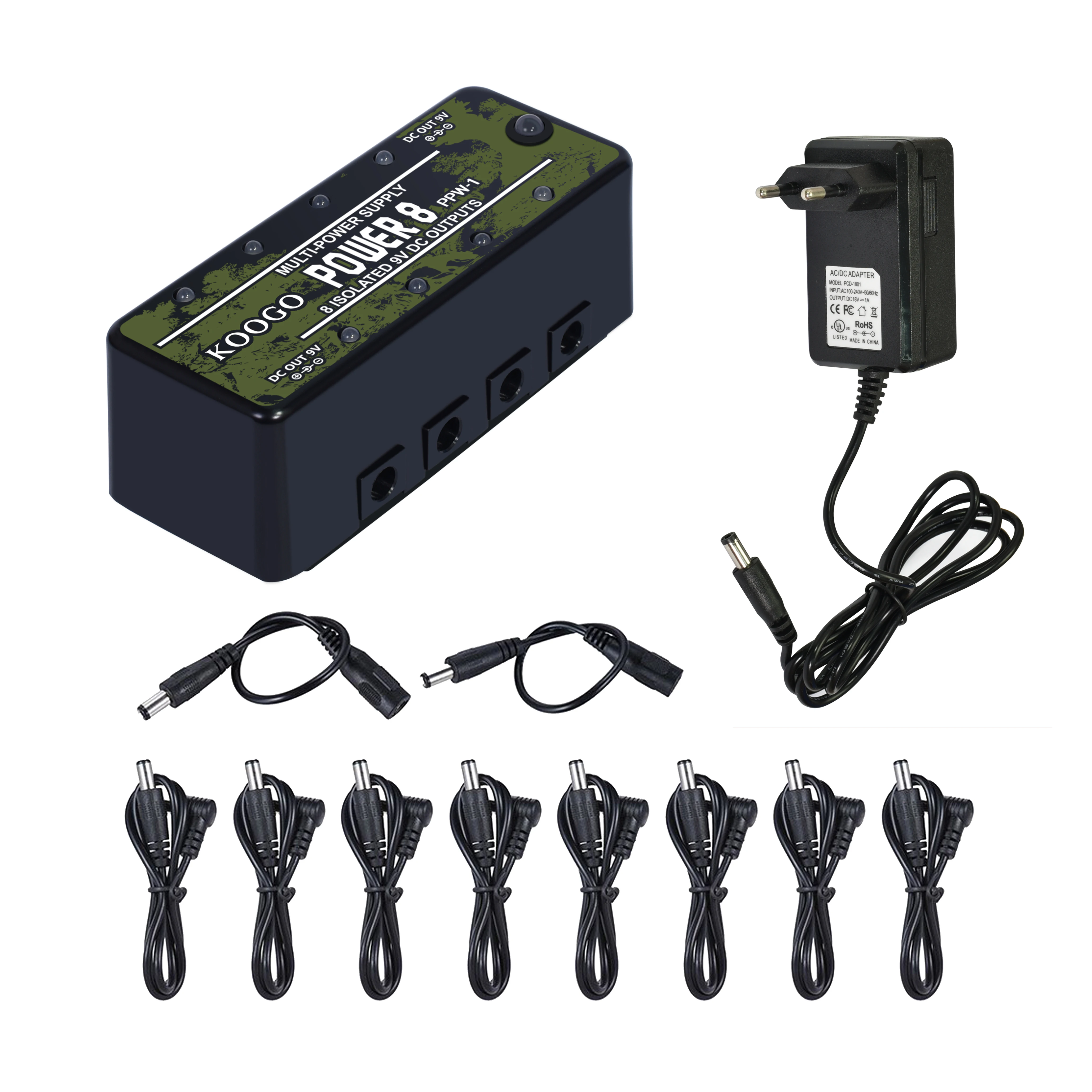 Koogo LEF-329 Mini Power Pedal Guitar Pedals Power Supply Multi Circuit Power 8 Isolated 9V Output With Short Circuit Protect