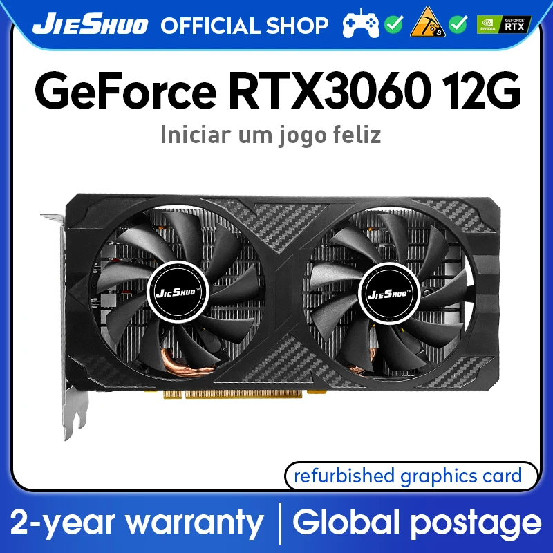 

Jieshuo графические карты Rtx3060 12g игра Gddr6 Gpu компьютер ПК 192 бит Dp * 3 Pci express x16 4,0 пластина видео Jogos