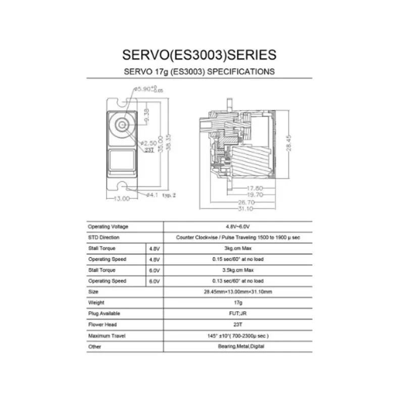 EMAX ES3053 ES3054 17 г пластиковый/металлический аналоговый/цифровой сервопривод для