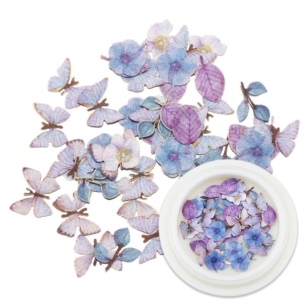 

1box Small Wood Pulp Butterfly Flowers Chips Epoxy Resin Mold Filling UV Decorative Paper Nail Art DIY Craft Jewelry Making