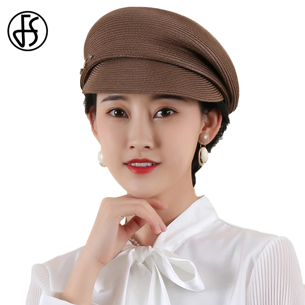 FS 2022 Summer Sunscreen Straw Coffee Gray Hats For Women Concise Peaked Hat Ladies Holiday Travel UV Protection Beach Sun Cap
