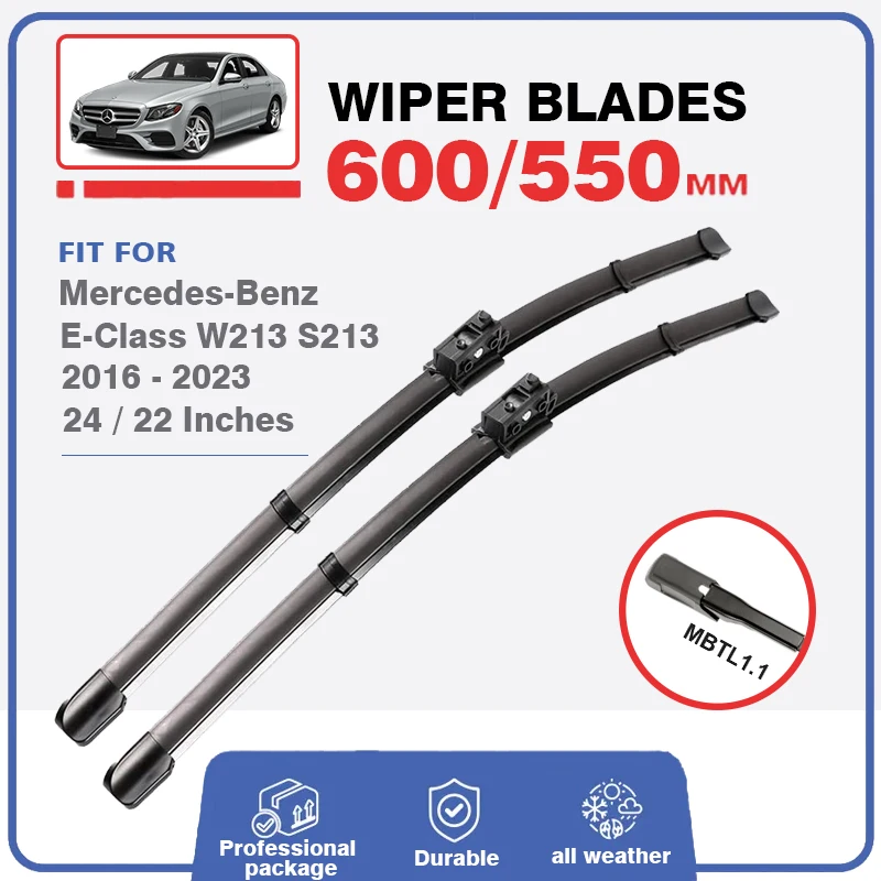 

Front Wiper Blades For Mercedes Benz E-Class W213 S213 2016-2023 Windscreen Windshield Window 24"+22" 2021 2022 E300 E63 E220d