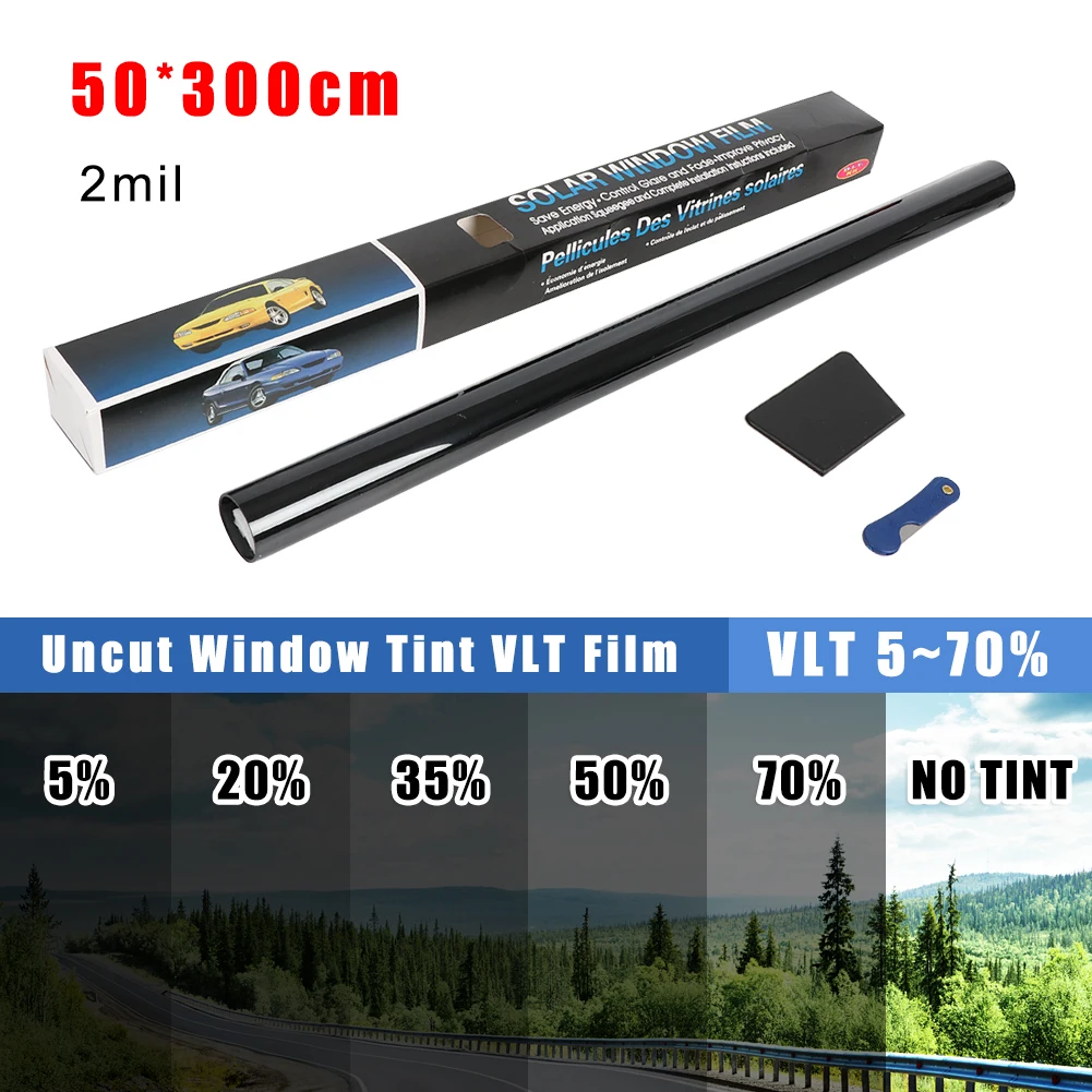 

300cmx50cm Black Car Window Foils Tint Tinting Film Roll Car Auto Home Window Glass Summer Solar UV Protector Sticker Films