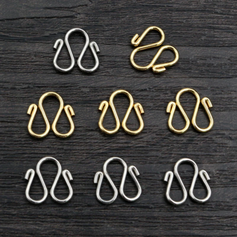 

30Pcs Stainless Steel Gold Color W Shape End Clasps Hooks Chain Connectors For Bracelet Necklace DIY Jewelry Making Supplies