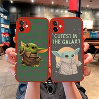 star wars baby yoda phone case for iphone 13 12 11 pro mini max xs x 8 7 plus se 2020 xr matte transparent light red cover