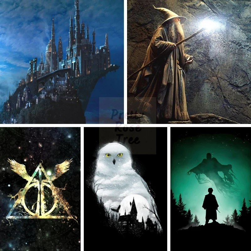 

5D Harry Magic School Diamond Painting DIY Mosaic Picture Hogwarts School Owl The Deathly Hallows Fantasy Movie Craft Kits