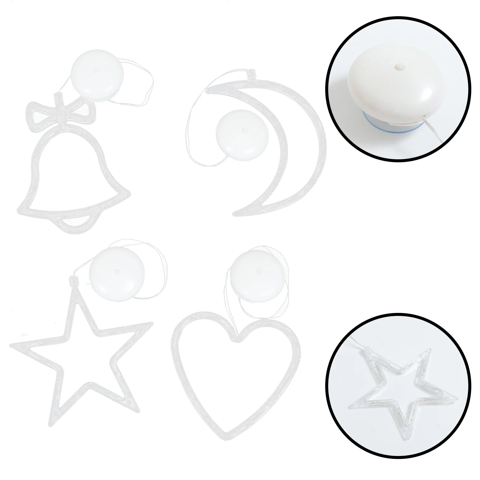 

4Pcs Star Shaped Lamps Delicate Moon Shape Lights Suction Cup Hanging Lights
