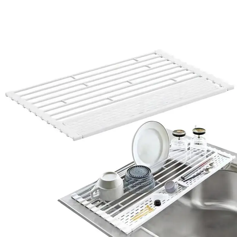 

Kitchen Dish Drying Stand Collapsible Dish Drain Rack Roll Up Dish Drying Rack Stainless Steel Dish Drainer Kitchen Sink Drainer