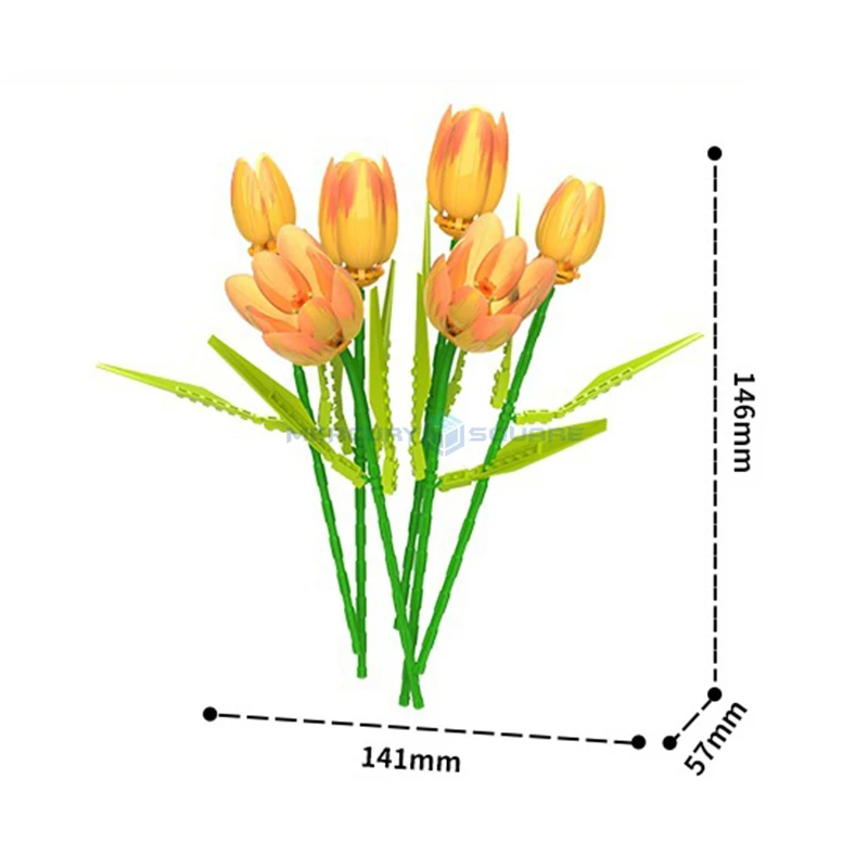 Конструктор букет Желтых Цветов тюльпанов MOC JK29311 строительные блоки для