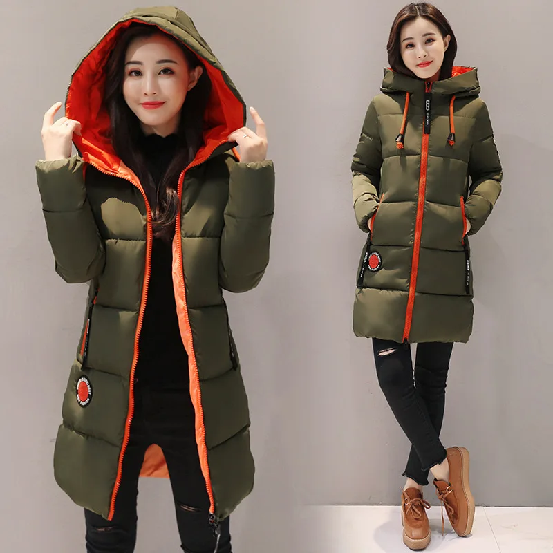 Women's Winter Coat Pike Hooded Mid-length Padded Jacket Korean Fashion Slim Fit Super Hot Jacket Free Shipping Keep Warm New