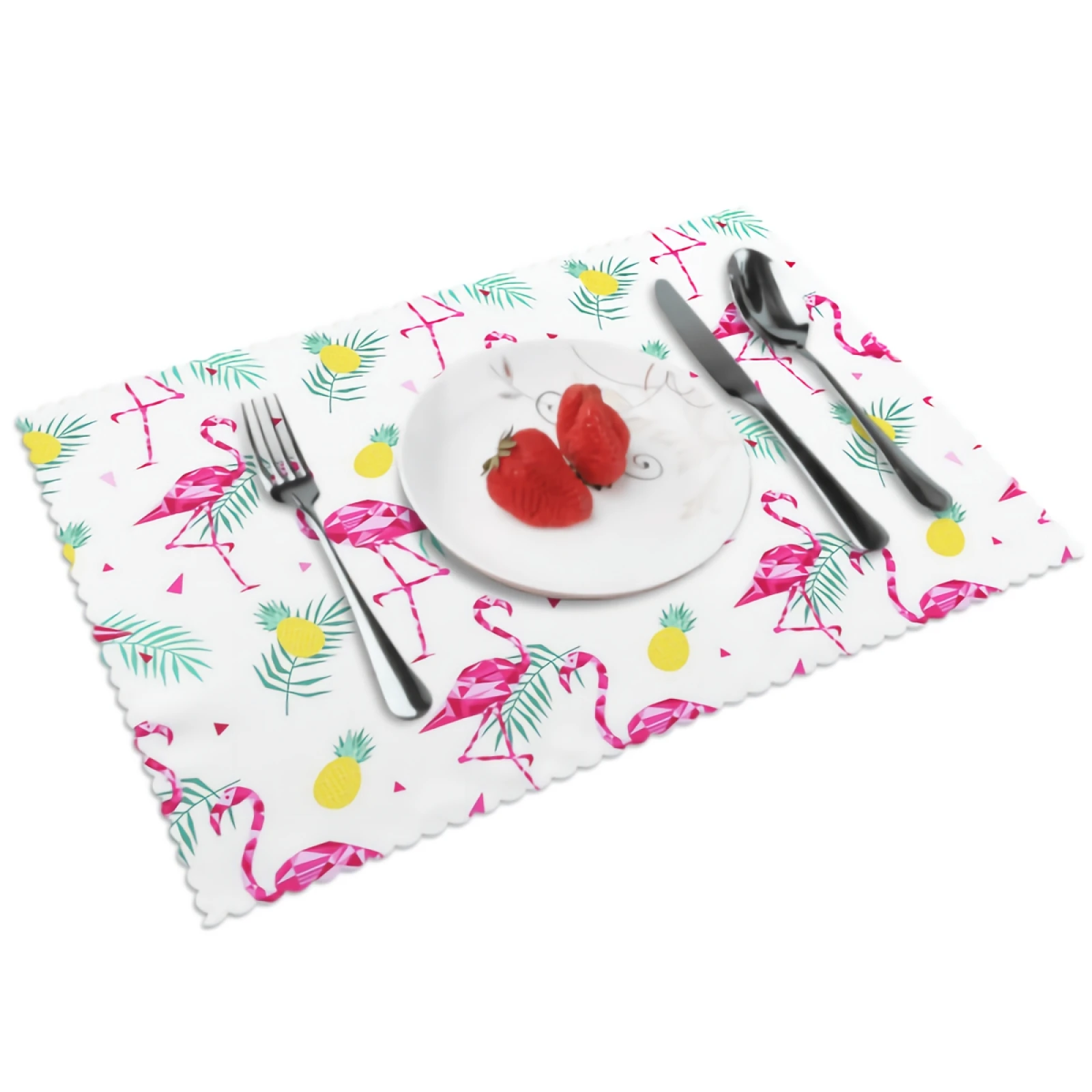 

Tropical Pink Flamingo Placemats for Dining Table 12 x 18 inches Heat Resistant Table Placemats Set of 4 for Kitchen