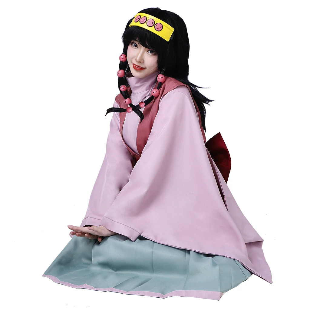 Костюм для косплея HXH Alluka Zoldyck Aruka японский кимоно наряды розовое зеленое платье