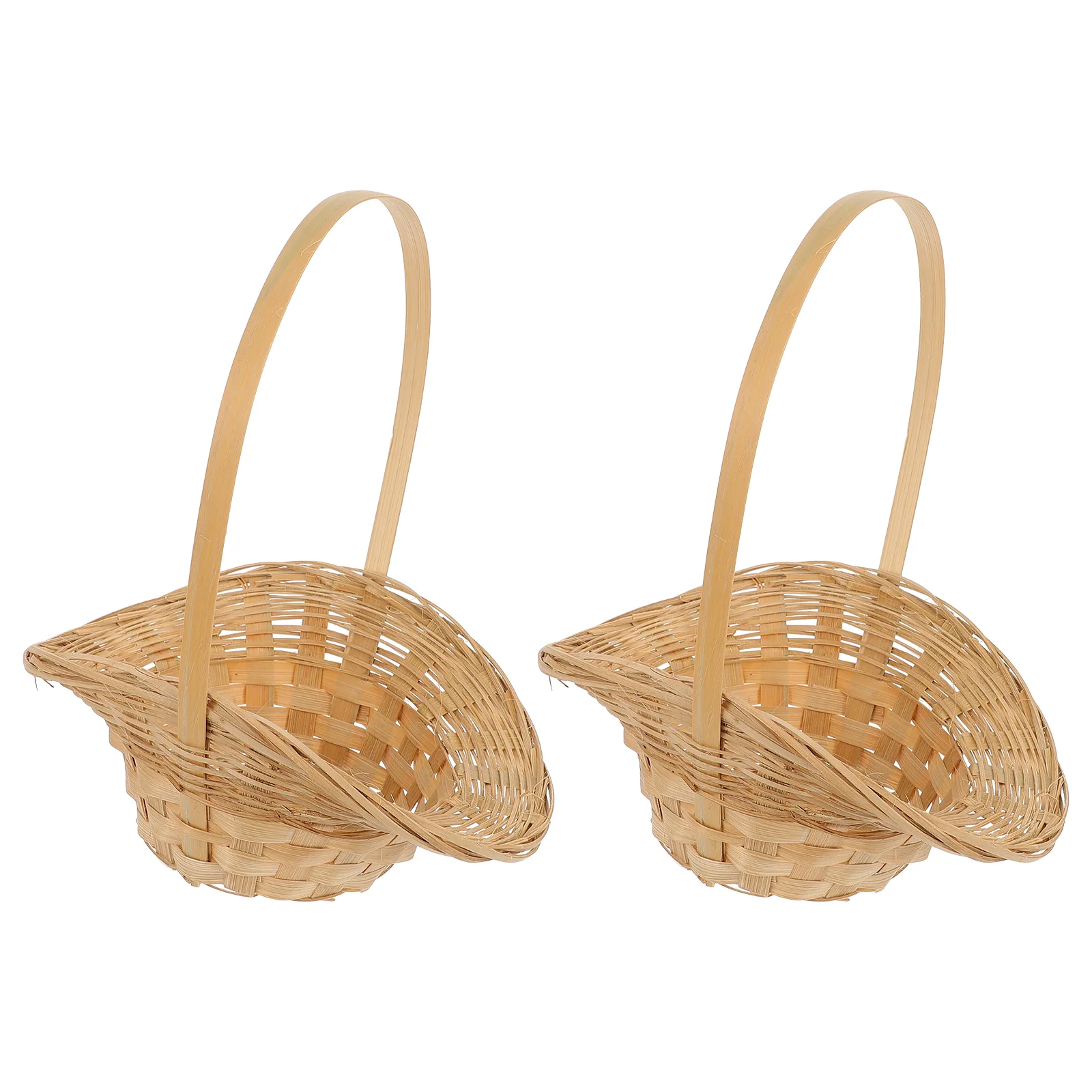 

2 PCS Woven Storage Basket Rustic Wedding Decor Mini Picnic Basket Wicker Basket Bamboo Basket Fruit Dish Mini Basket