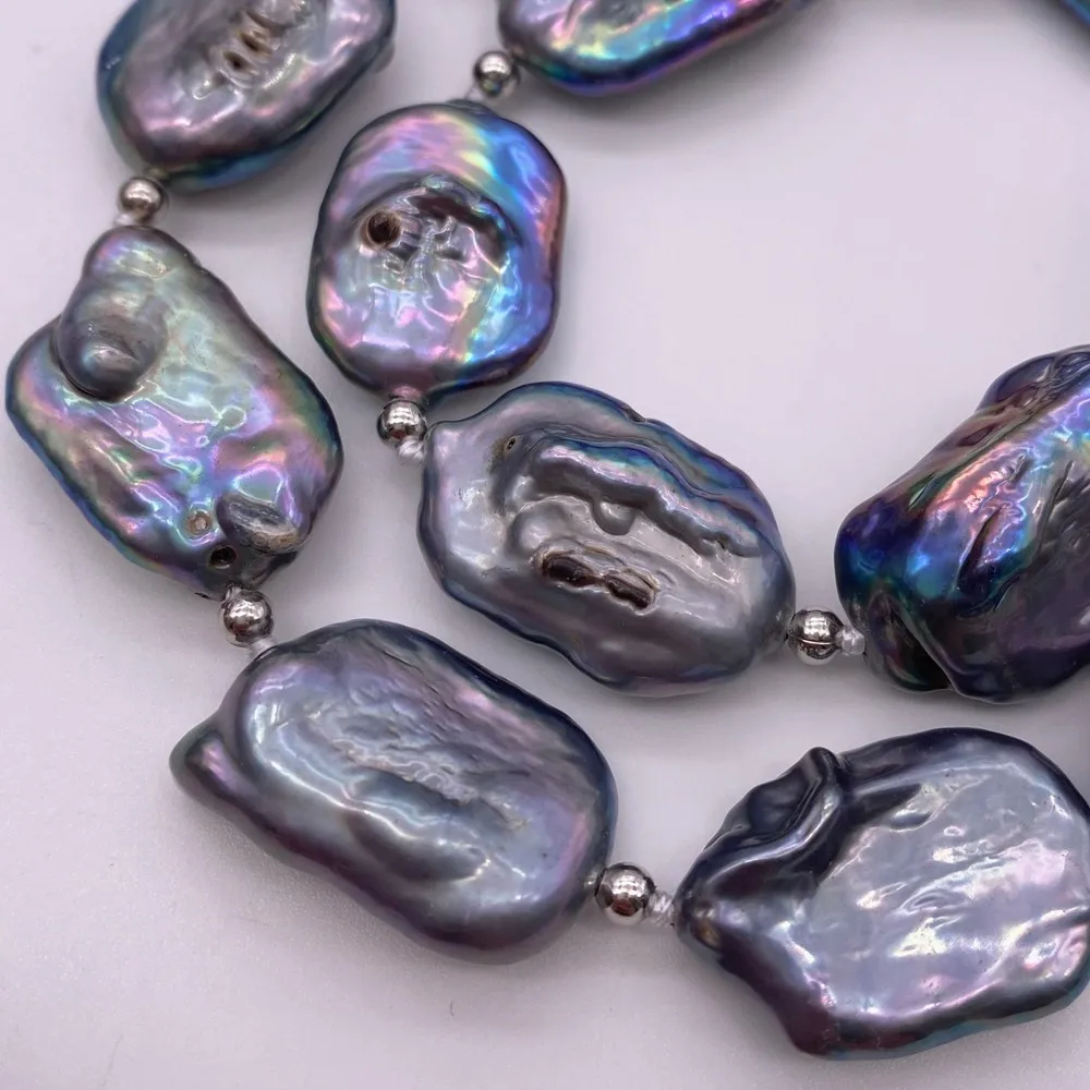 Ожерелье из натурального пресноводного жемчуга Прямоугольный плоский жемчуг