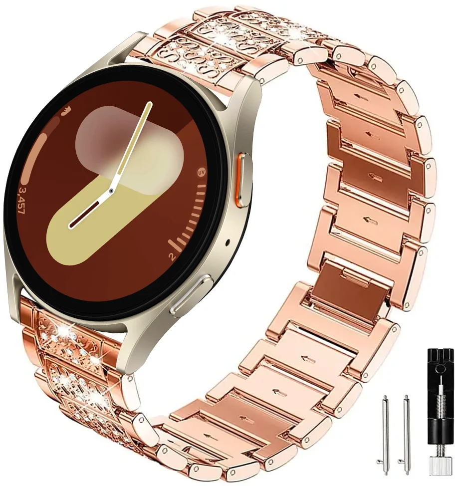 Фото Браслет металлический для Samsung Galaxy Watch 7/6/5 pro/4/Classic/active Gear s3, бриллиантовый браслет для Huawei GT/2/GT2/3 Pro 4, 20 мм 22 мм №1