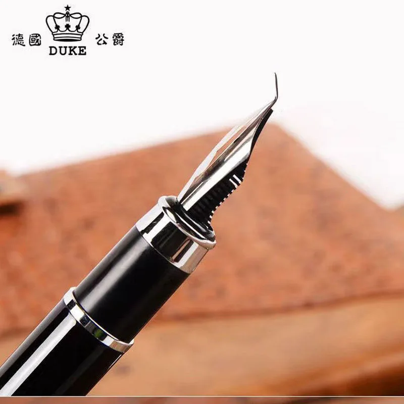 Duke Carbon Fiber Fountain Pen Black Double Layer Complex Nib Calligraphy Stationery Office School Supplies New