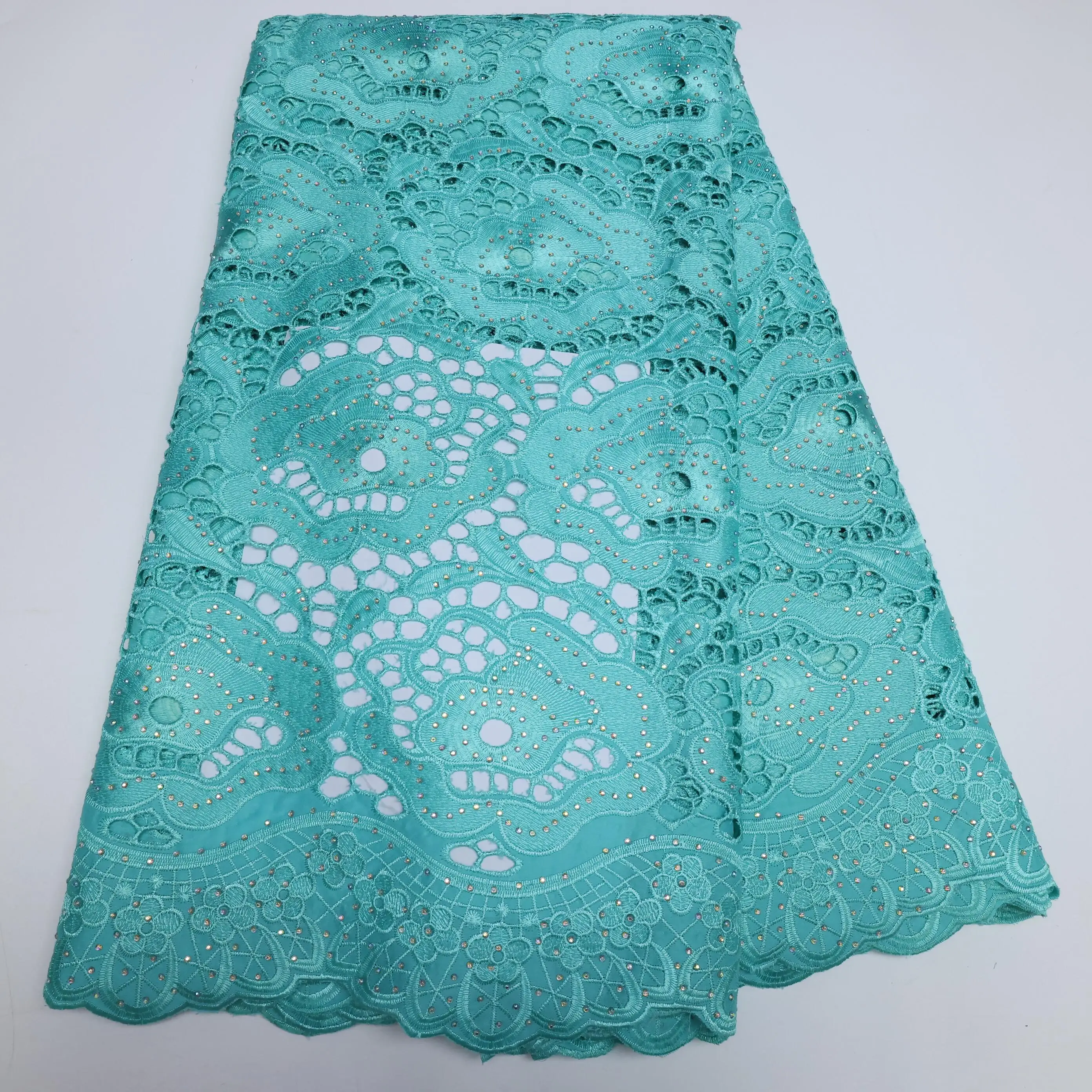 

Nigerian Lace Fabric 2022 High Quality Embroidery African Green Sequins Tulle Latest France Guipure Net 5Yard For Sewing GN1-53