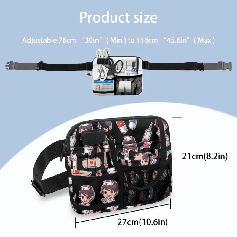 Twoheartsgirl Nurse Storage Waist Bag Practical Nursing Belt Organizer Pouch for Scissors Care Tool Portable Storage Fanny Pack