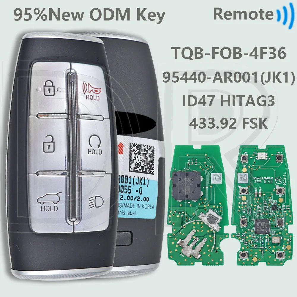 

DR 95% новый оригинальный чип ID47 433 МГц бесконтактный автомобильный дистанционный ключ 95440-AR001/AR011/T1210/T6014 для Hyundai Genesis 2022 2023 2024