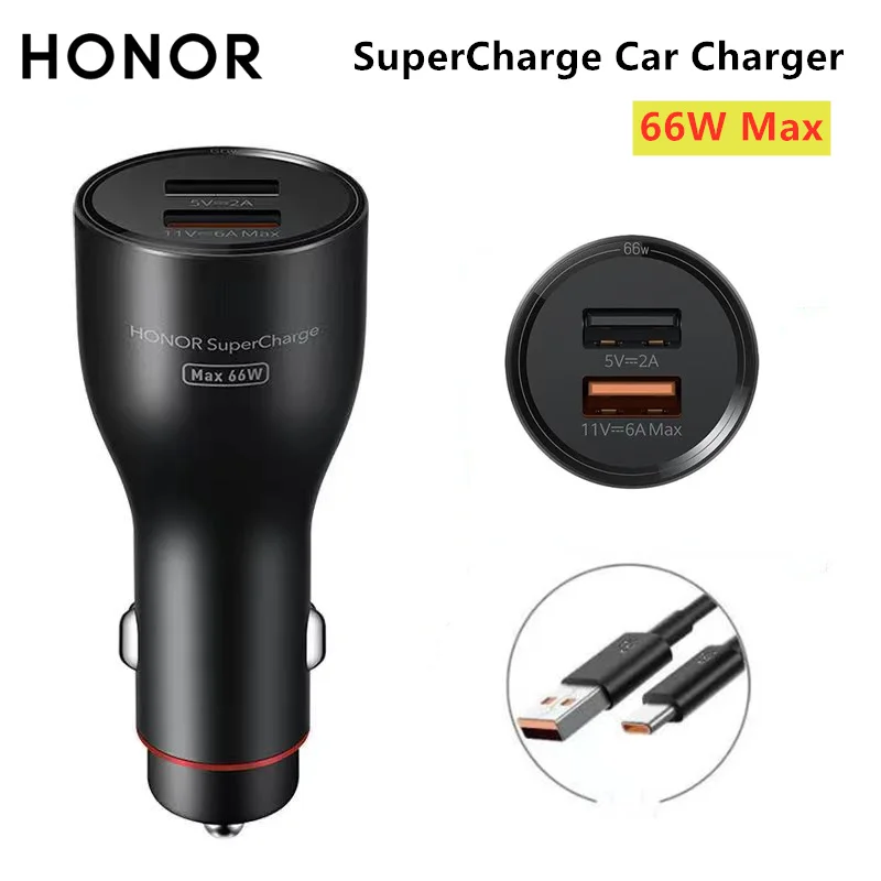 Honor SuperCharge Car Charger 66W Max Dual USB QC2.0 FCP SCP