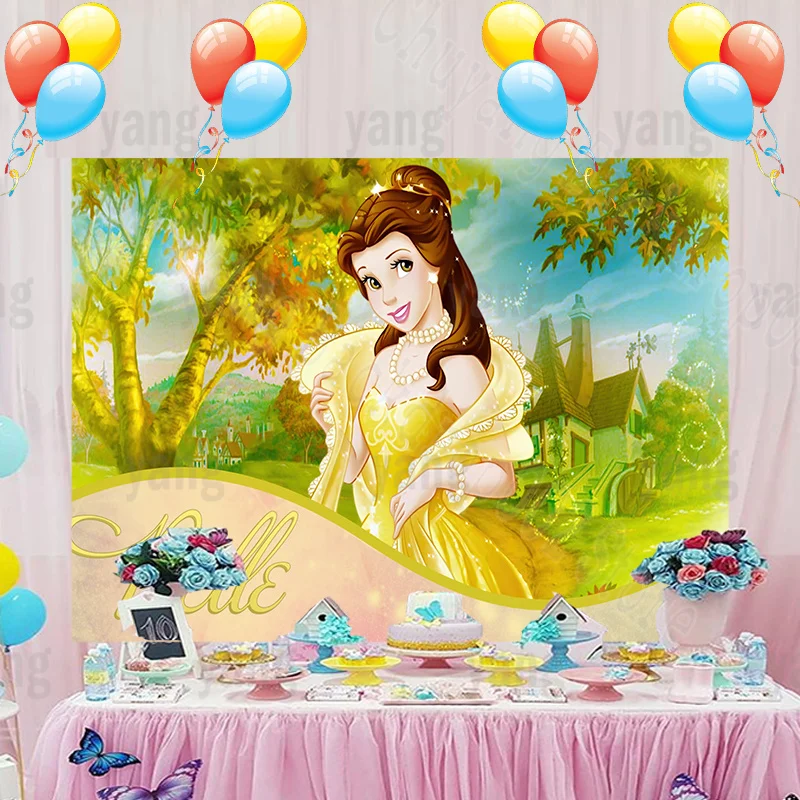 Disney Fall Castle Backdrop Dreamy Beauty and the Beast Belle Girls Princess Background Happy Birthday Party Baby Shower Banner enlarge