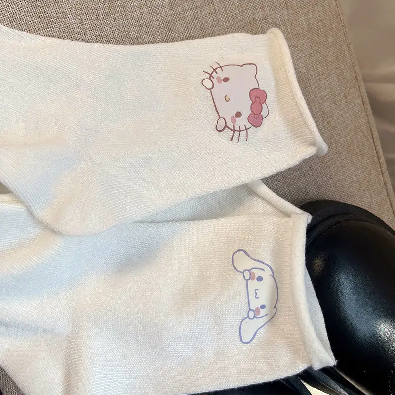 

Kawaii Sanrioed мультфильм аниме Cinnamoroll Kitty летние хлопковые Популярные Модные Повседневные Носки детские женские девочки подарок