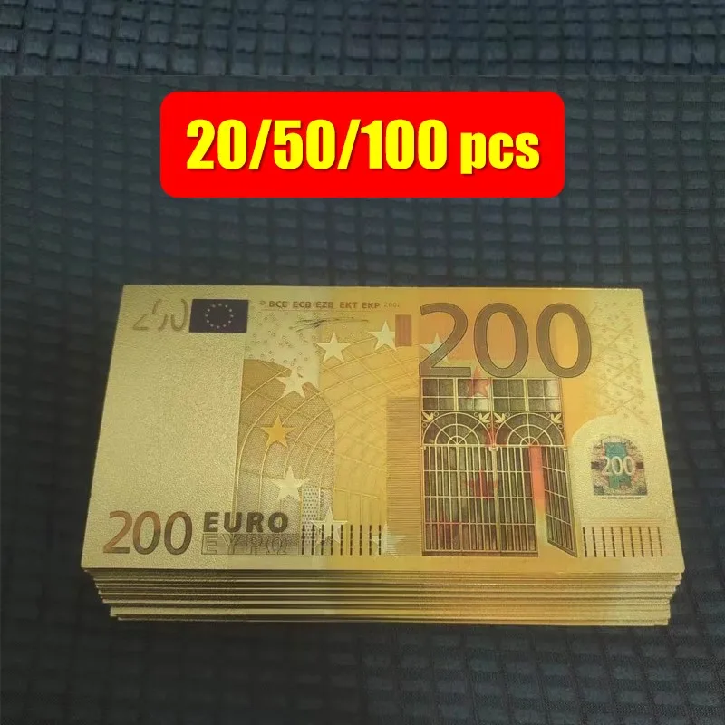 20 ~ 100 шт. поддельные европейские банкноты 200 евро купюр деньги золотые для