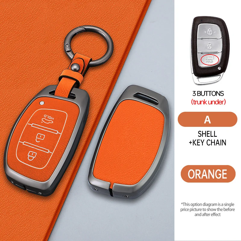 

Чехол-держатель для автомобильных ключей из цинкового сплава и кожи для Hyundai Tucson, Santa Fe, Rena, Sonata, Elantra, Creta, Ix35, Ix45, I10, I30, I40