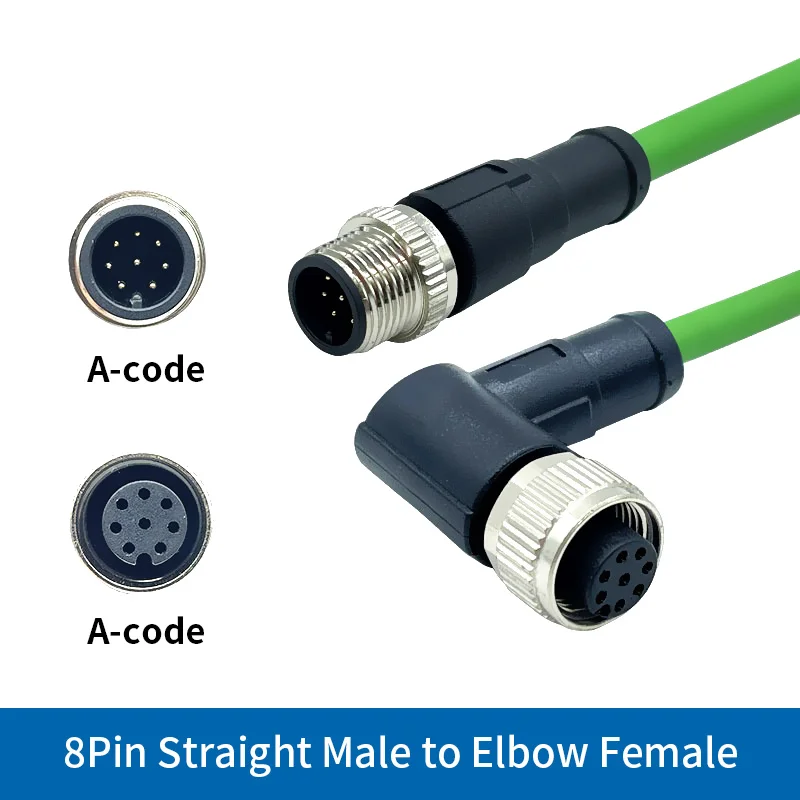 

Гигабитный Ethernet-кабель промышленного класса M12 к RJ45, 8-контактный A-типа, высокогибкая цепь, авиационный разъем «папа-мама» IP67