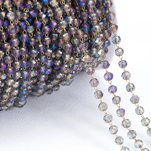 Цепочка МINGXUAN из нержавеющей стали золотого цвета с кристаллами 3,5 мм