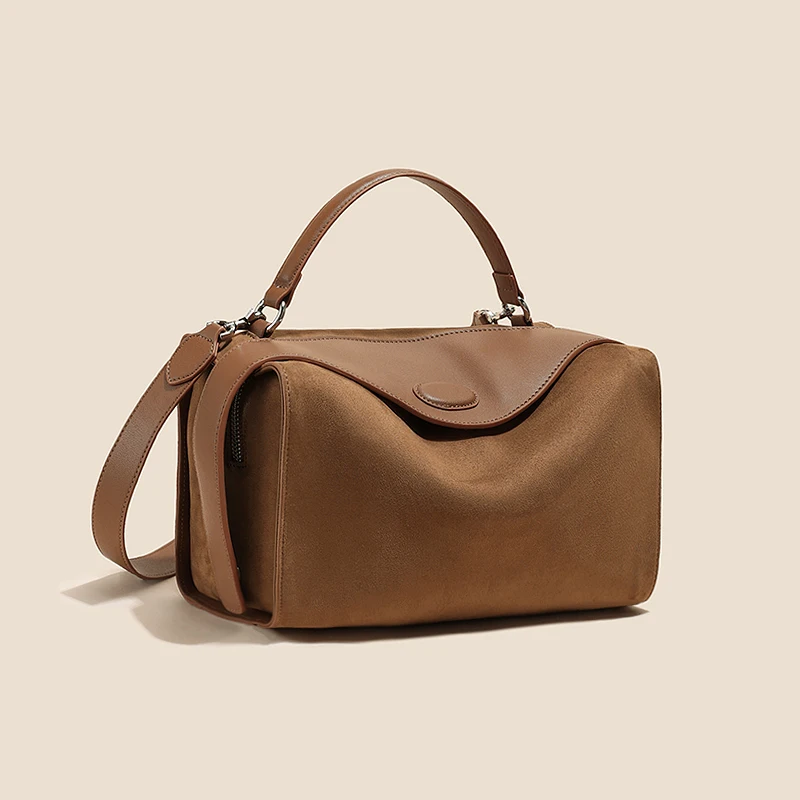 

Frosted Cowhide Boston Pillow Bag High-Grade Portable Shoulder Messenger Bag